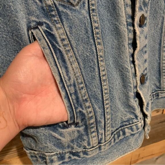 Levi's Retro Distressed Grunge Denim Screen Print 501 Button Front Vest Size M - Picture 6 of 16